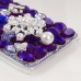 Samsung Galaxy S6 Edge Plus - Luxury Handmade Bling Bling 3D Rhinestone Crystal Protective Hard Clear Phone Cover Case - Flower Pearl with Purple Diamonds
